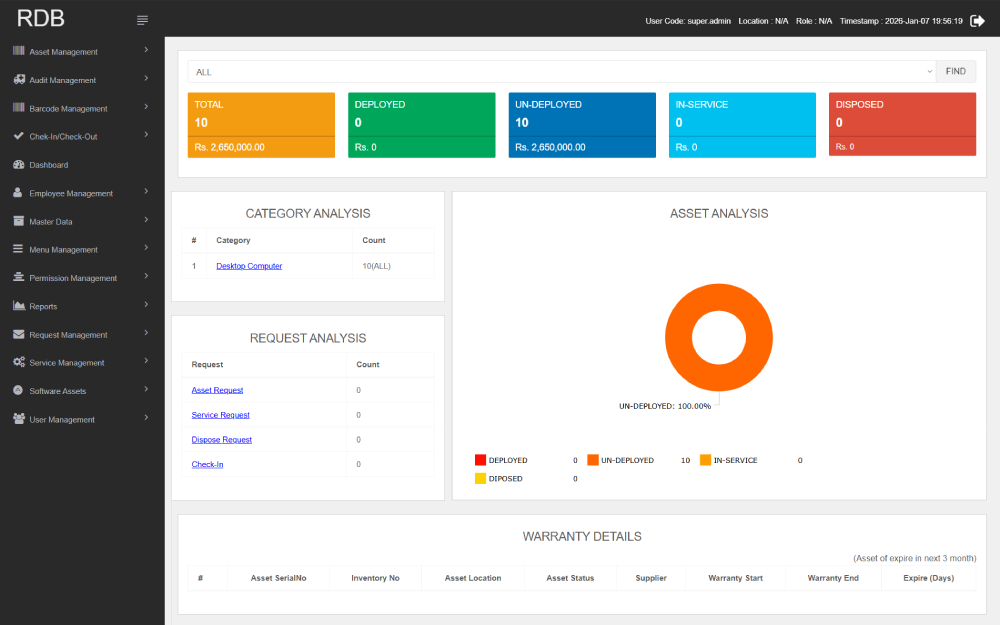 RDB Bank Assets Tracking — screenshot