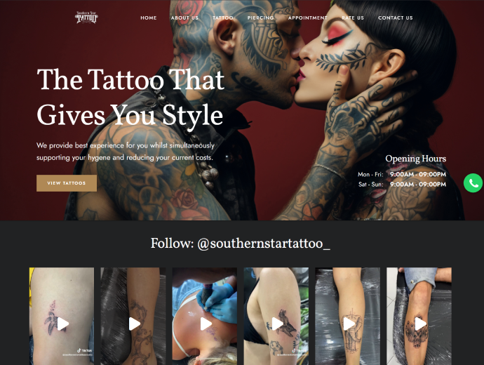 Southern Star Tattoo — homepage screenshot
